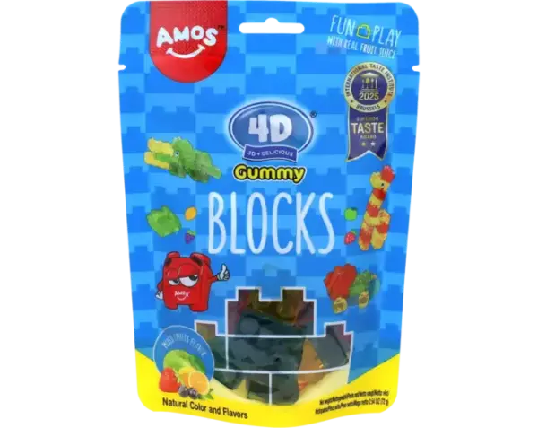 Amos 4D Gummy Blocks-MixedFruits Flavor 72g x 12