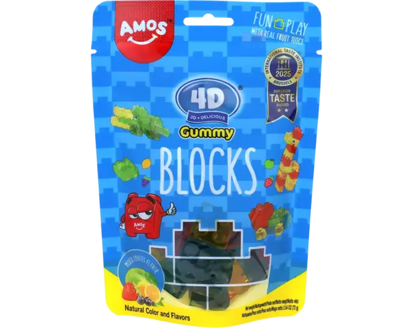 Amos 4D Gummy Blocks Mixed Fruits Flavor – 72g