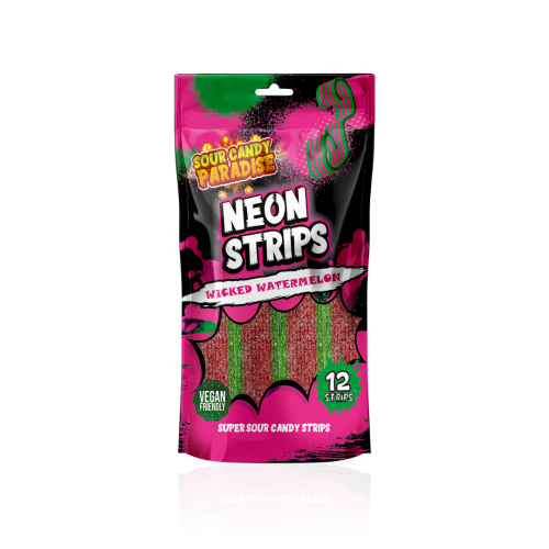 Sour Candy Paradise Neon Strips Wicked Watermelon 130g (Halal)