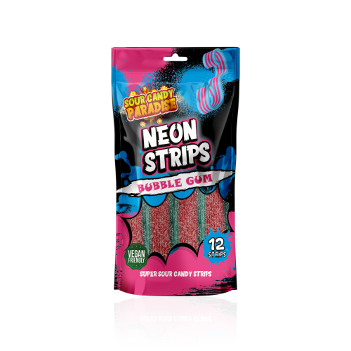 Sour Candy Paradise Neon Strips Bubblegum 130g (Halal)