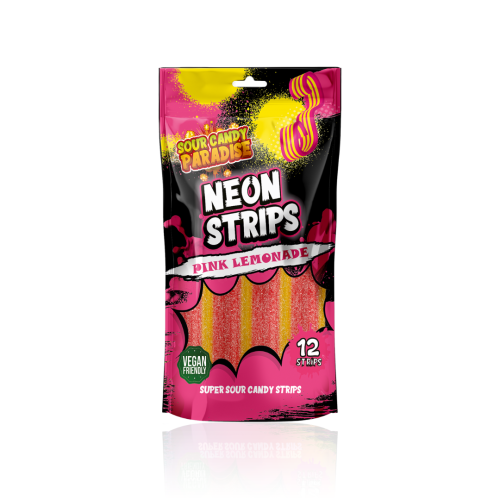 Sour Candy Paradise Neon Strips Pink Lemonade 130g (Halal)