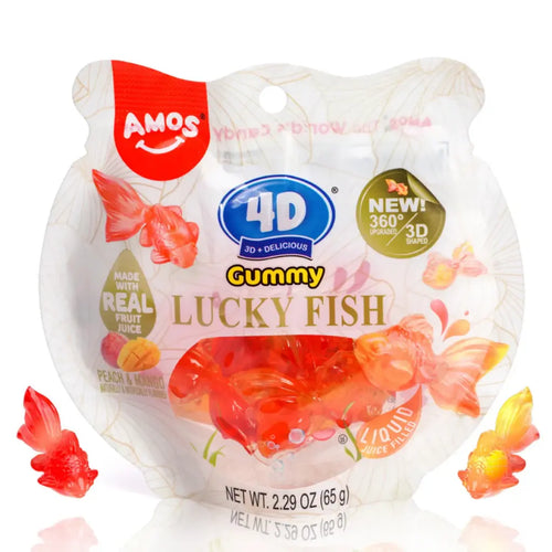 Amos 4D Gummy Lucky Fish Peach & Mango Flavor – 60g