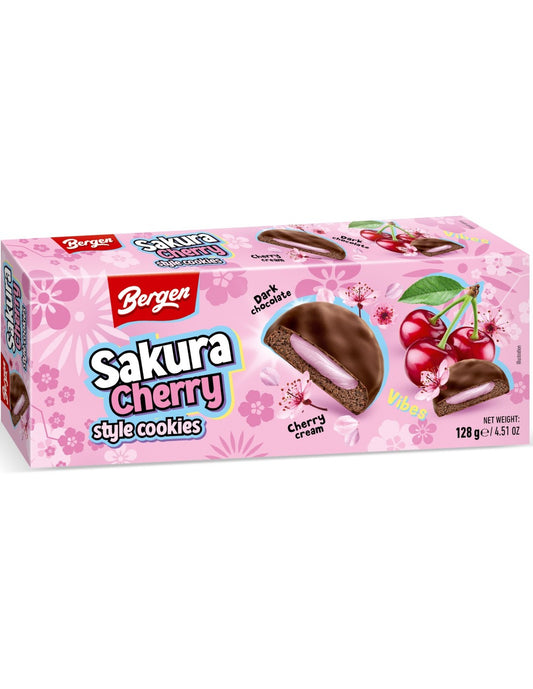 Bergen Sakura Cherry Cookies 128g | Japanese-Inspired Cherry Biscuits