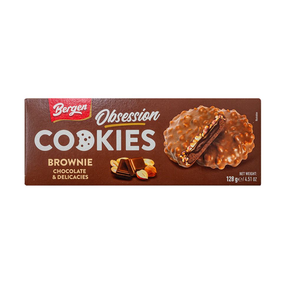 Bergen Obsession Brownie Cookies 128g | Rich Chocolate Brownie Biscuits