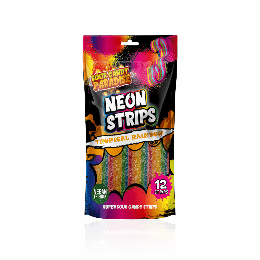 Sour Candy Paradise Neon Strips Tropical Rainbow 130g (Halal)