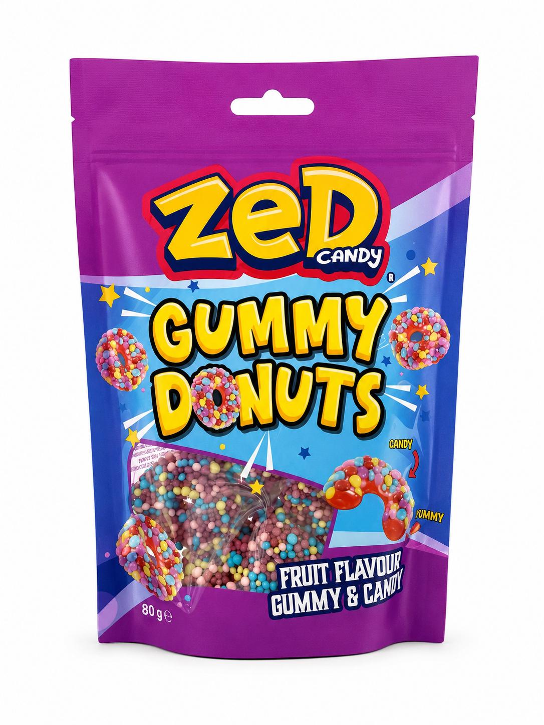 Zed Candy Gummy Donuts Fruit Flavor 80g
